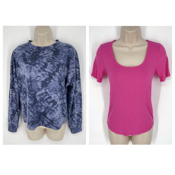 Jenni NWT 2 Pc PJ Tops Shirts Size XS Pink Tease, Navy Swirl Tiedye Mixed Styles - Picture 1 of 7